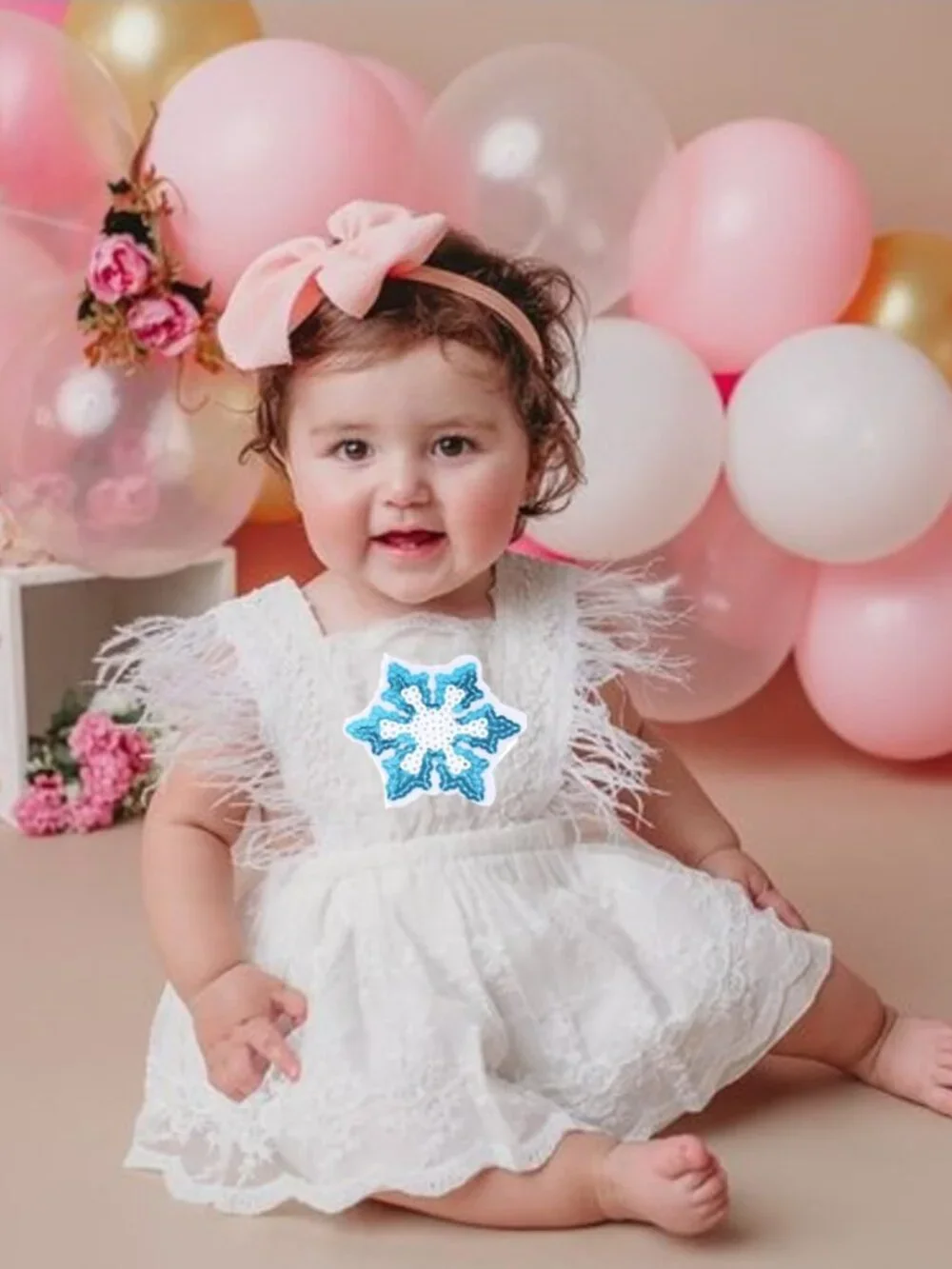 Christmas Girl Dress Lace Birthday Outfit Snowflake Clothes Frozen Dress romper